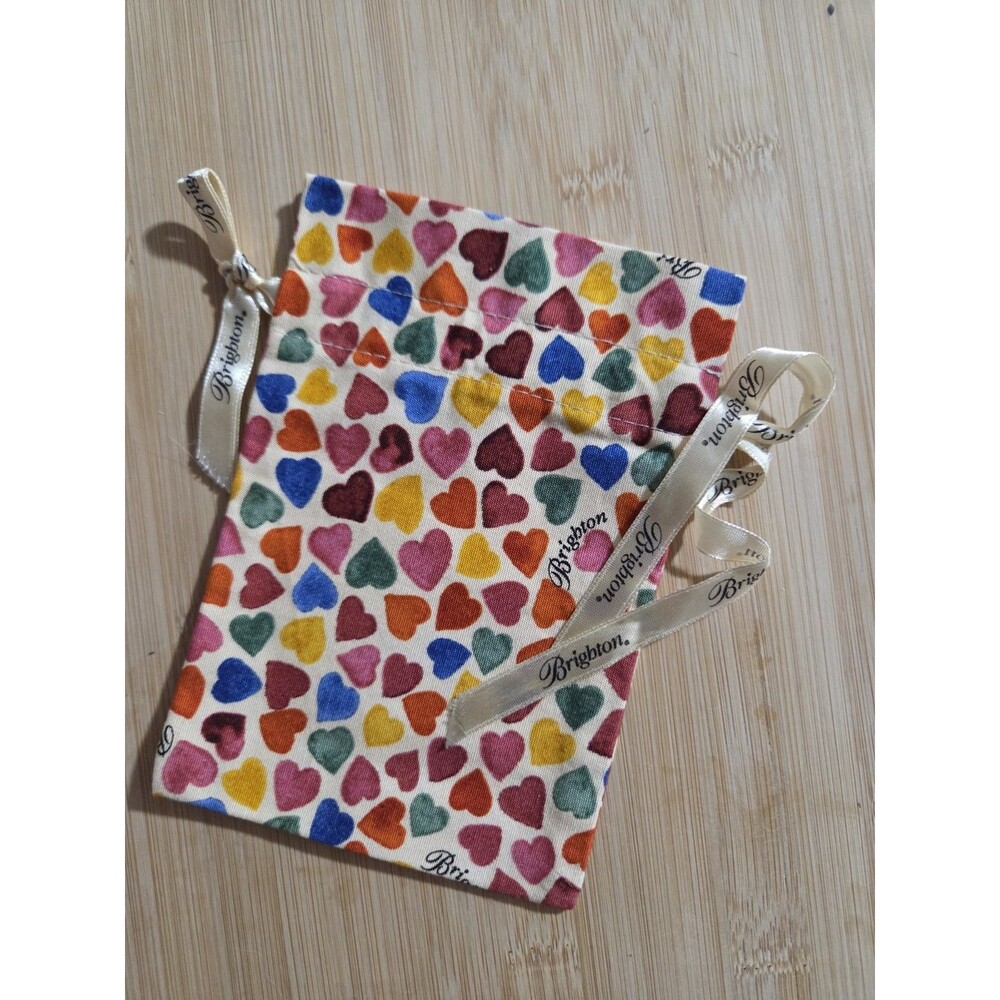 Brighton Drawstring Fabric Jewelry Pouch  Gift Bag Hearts 4 Bags + 2 Heart Tin - Picture 2 of 7